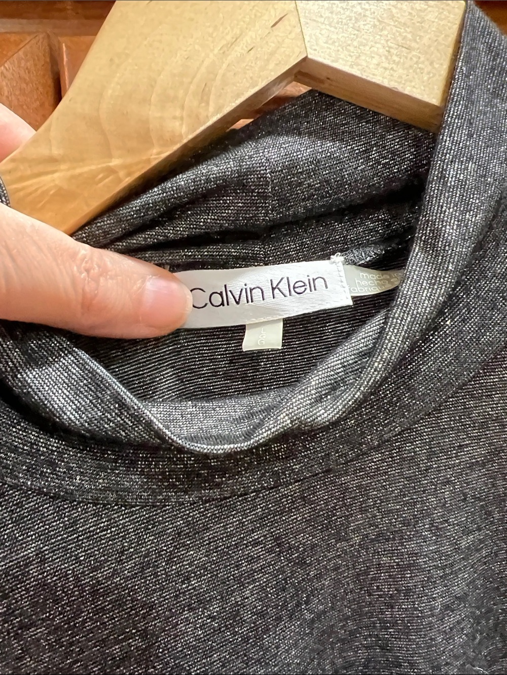 Calvin Klein Metallic Charcoal Crew Neck Top